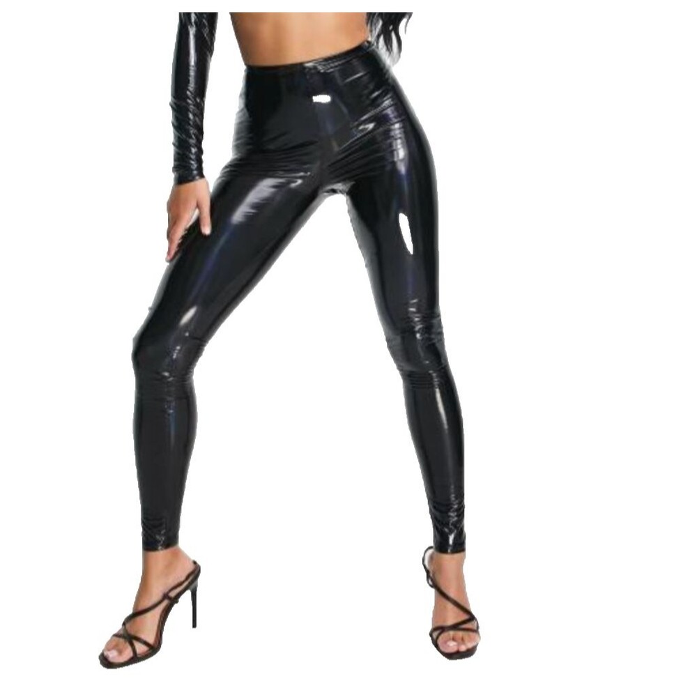 Naked Wardrobe M Black Patent Vinyl Leggings Wet Look Halloween Costume Cosplay